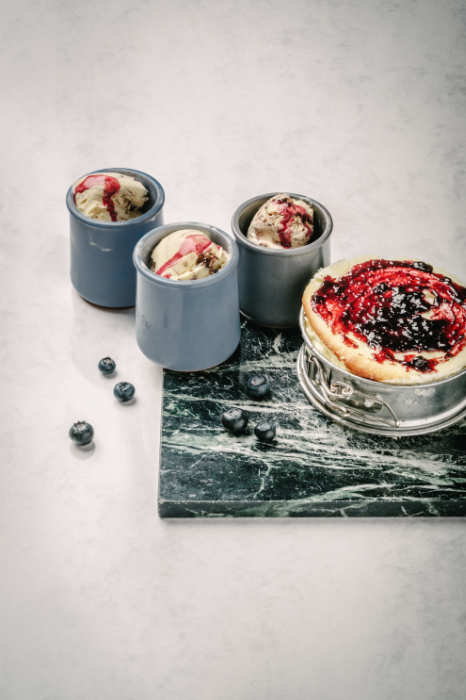 Foto de helado de tarta de arándanos