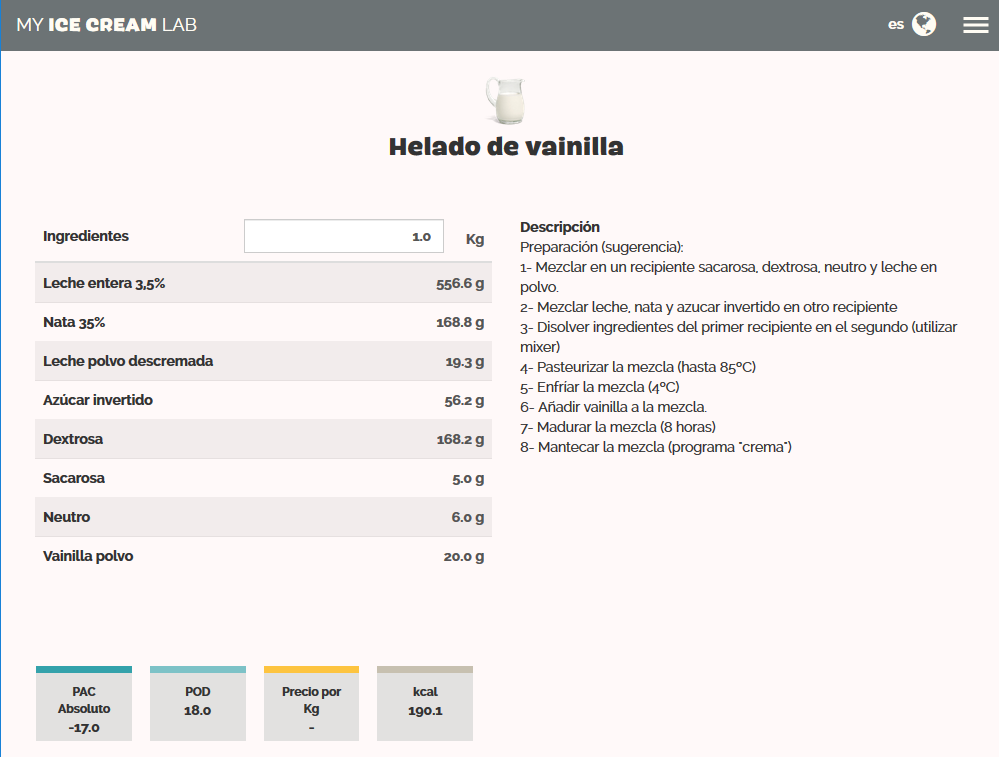 Receta de helado de vainilla