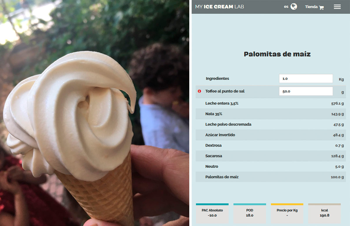 receta de helados salados: palomitas de maíz elaborada con MyIceCreamLab